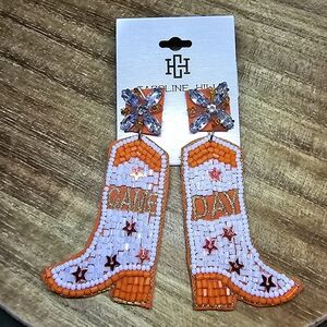 Orange and white earrings